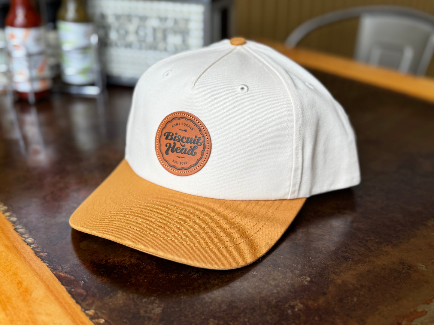 Leather Patch Cream & Tan Hat