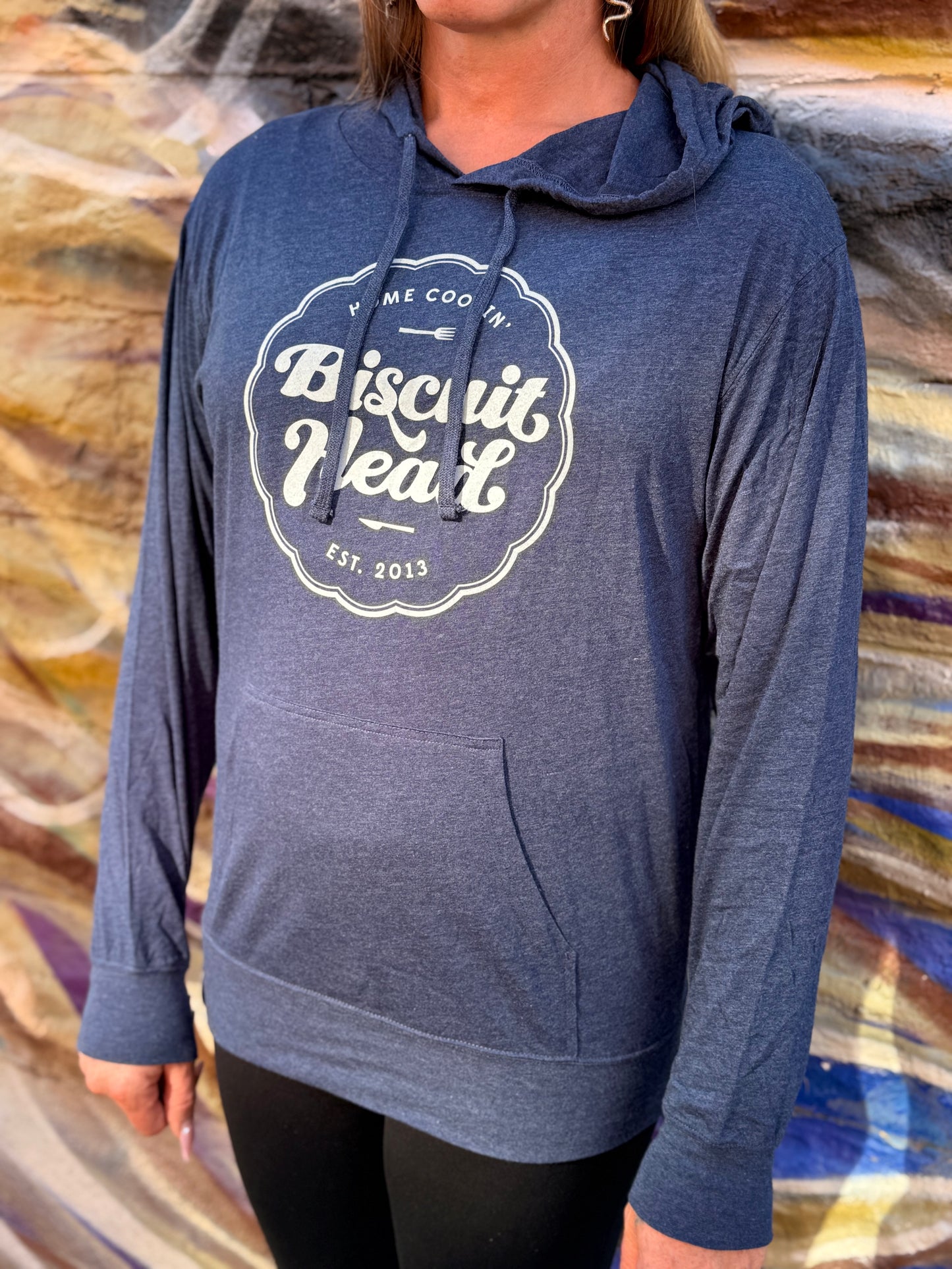 Navy Blue Hooded Long-Sleeve Tee