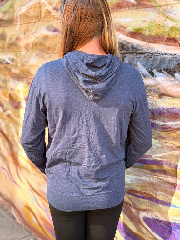Navy Blue Hooded Long-Sleeve Tee