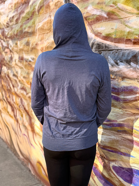 Navy Blue Hooded Long-Sleeve Tee