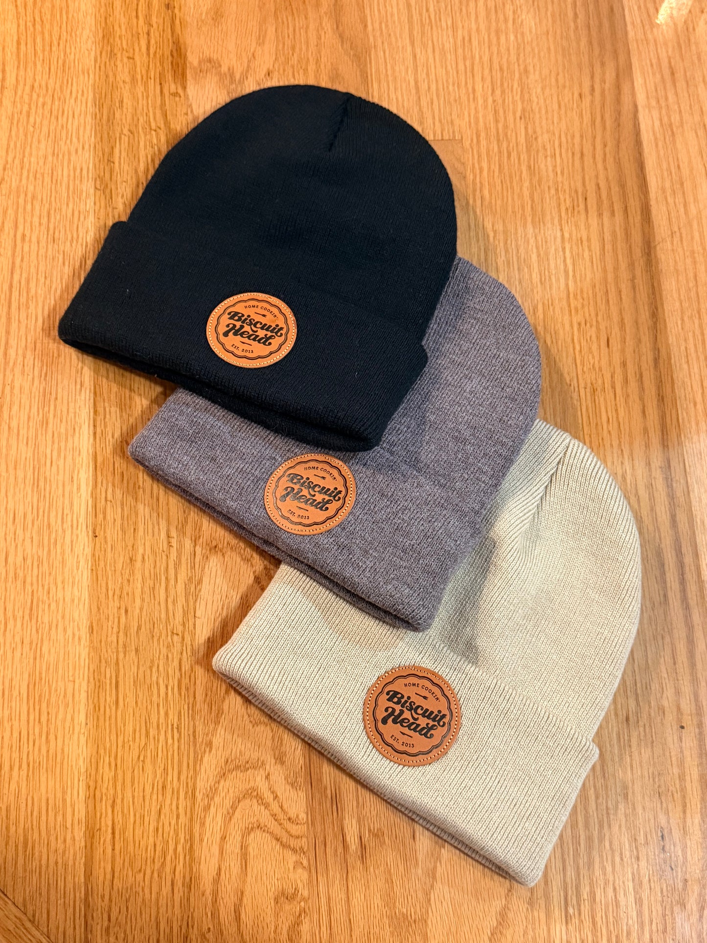 Leather Patch Beanies