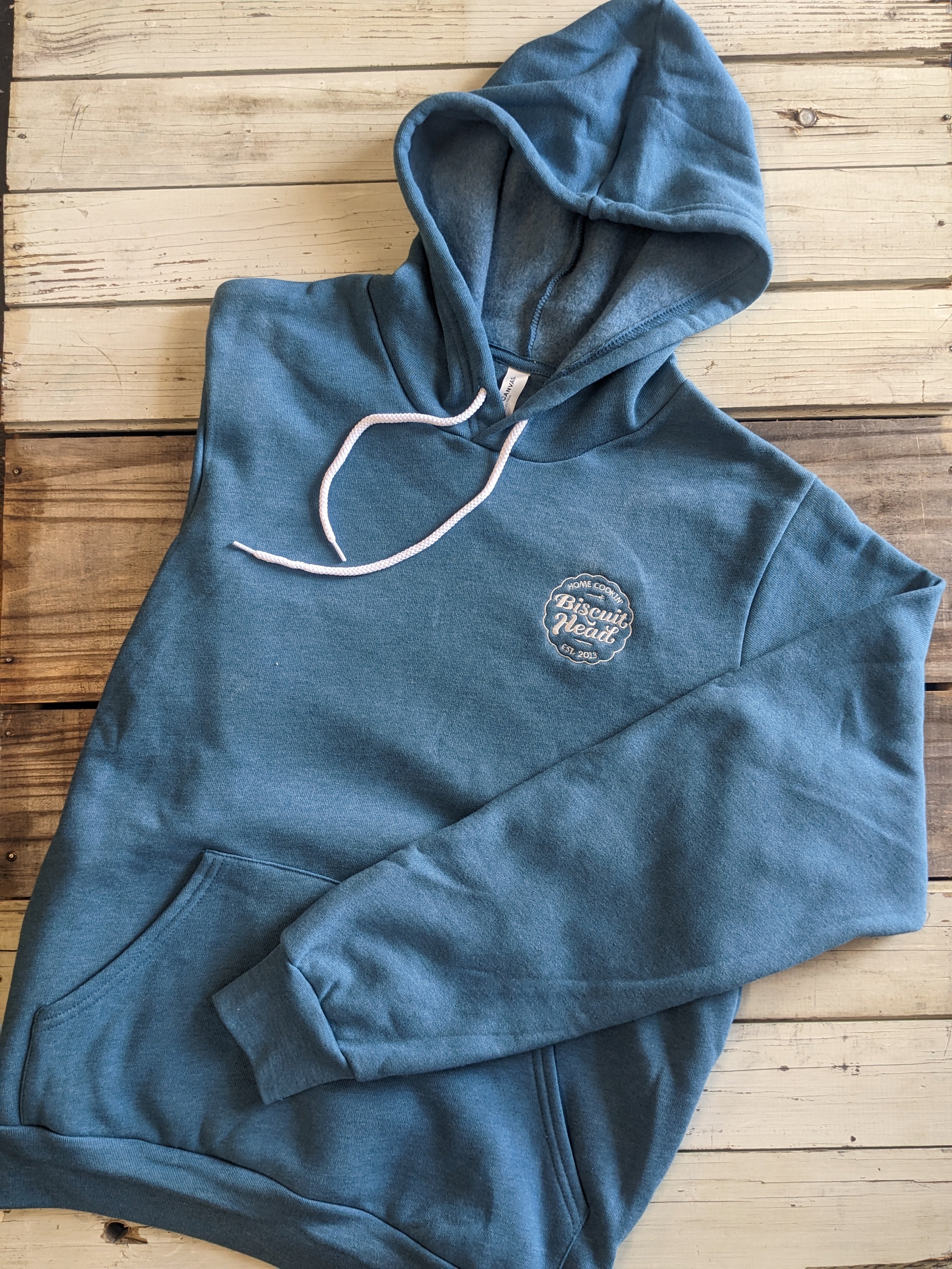 Teal Blue Embroidered Logo Hoodie
